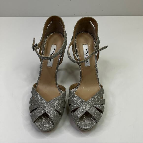 Nina Shoes Samara Glitter Stiletto Platform heels dark silver - 9.5 - Picture 4 of 12